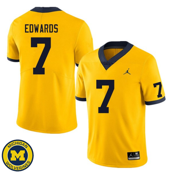 Men University of Michigan #7 Donovan Edwards Yellow Football Jersey